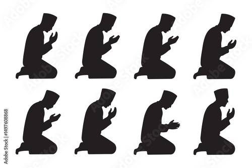 praying person vector set collection