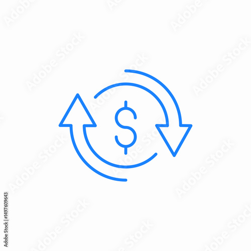 dollar turnover icon sign vector