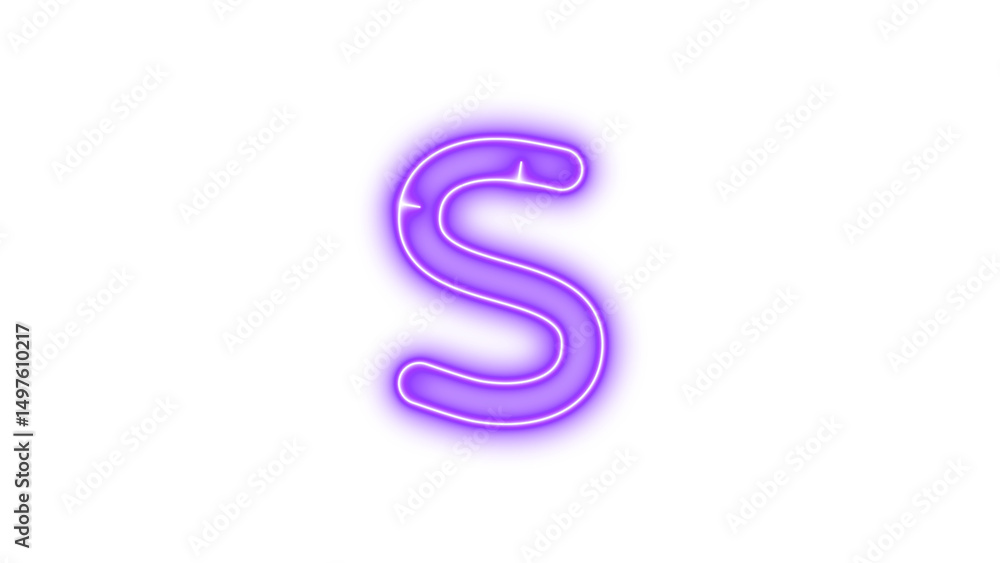 Glowing Neon Letter S Sign, Neon s glow with transparent background Glowing Neon Letter S Sign, Neon s glow with transparent background