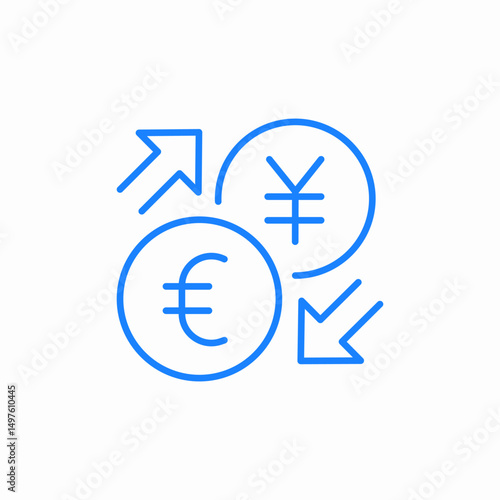 euro yen exchange icon sign vector