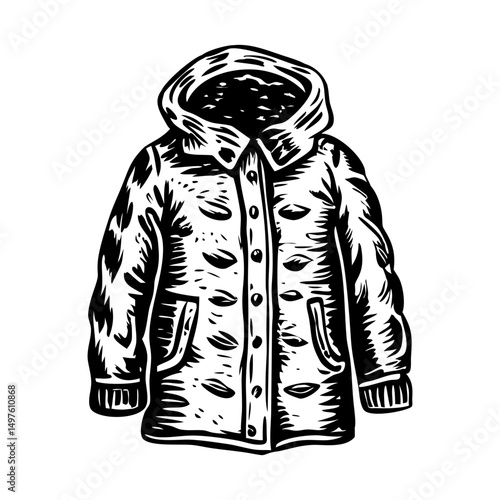 A vintage style illustration of cozy winter coat
