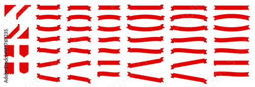 赤いリボンフレームセット　装飾用・見出し用・飾り枠にも使えるシンプル素材