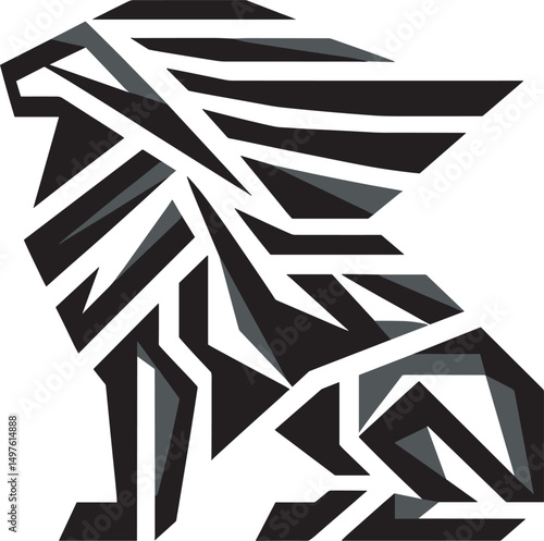 Geometric lion illustration depicting strength and confidence in a modern vector graphic design suitable for branding