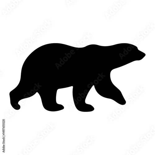 Polar bear silhouette, vector black color silhouette 