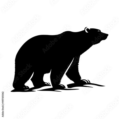 Polar bear silhouette, vector black color silhouette 