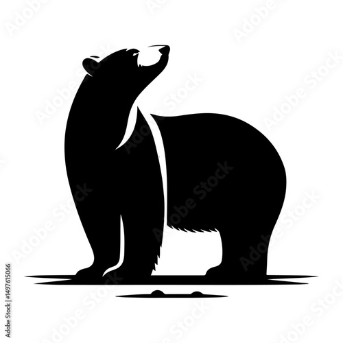 Polar bear silhouette, vector black color silhouette 
