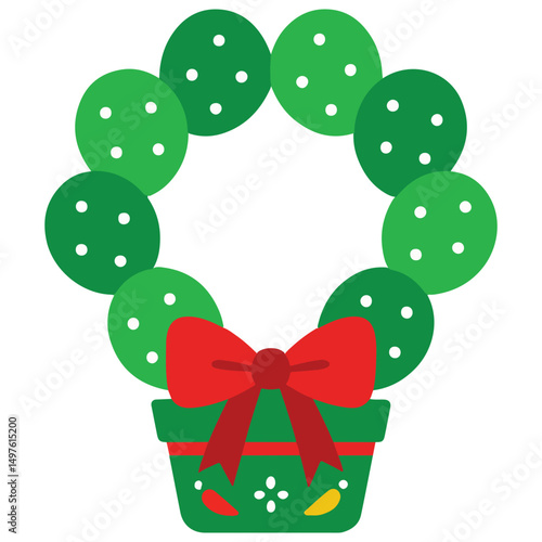 Christmas Cactus Pad Wreath illustration, Merry Christmas clipart, Christmas Fiesta Digital Design sublimation
