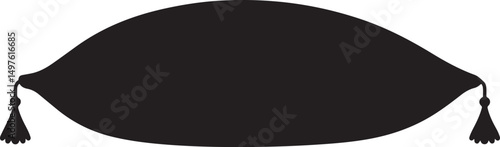 Black Silhouette of a Floor Cushion with Tassels