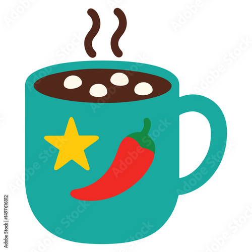 Christmas Champurrado Mug illustration, Merry Christmas clipart, Christmas Fiesta Digital Design sublimation
