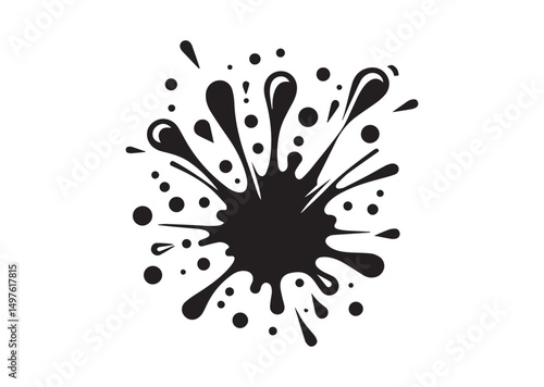 Paint Splatter, Paint Splashes of  Silhouette Black Vector White Background