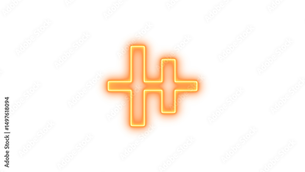 Obraz premium Glowing Neon Plus Symbols, Neon align vertical center icon glow with transparent background