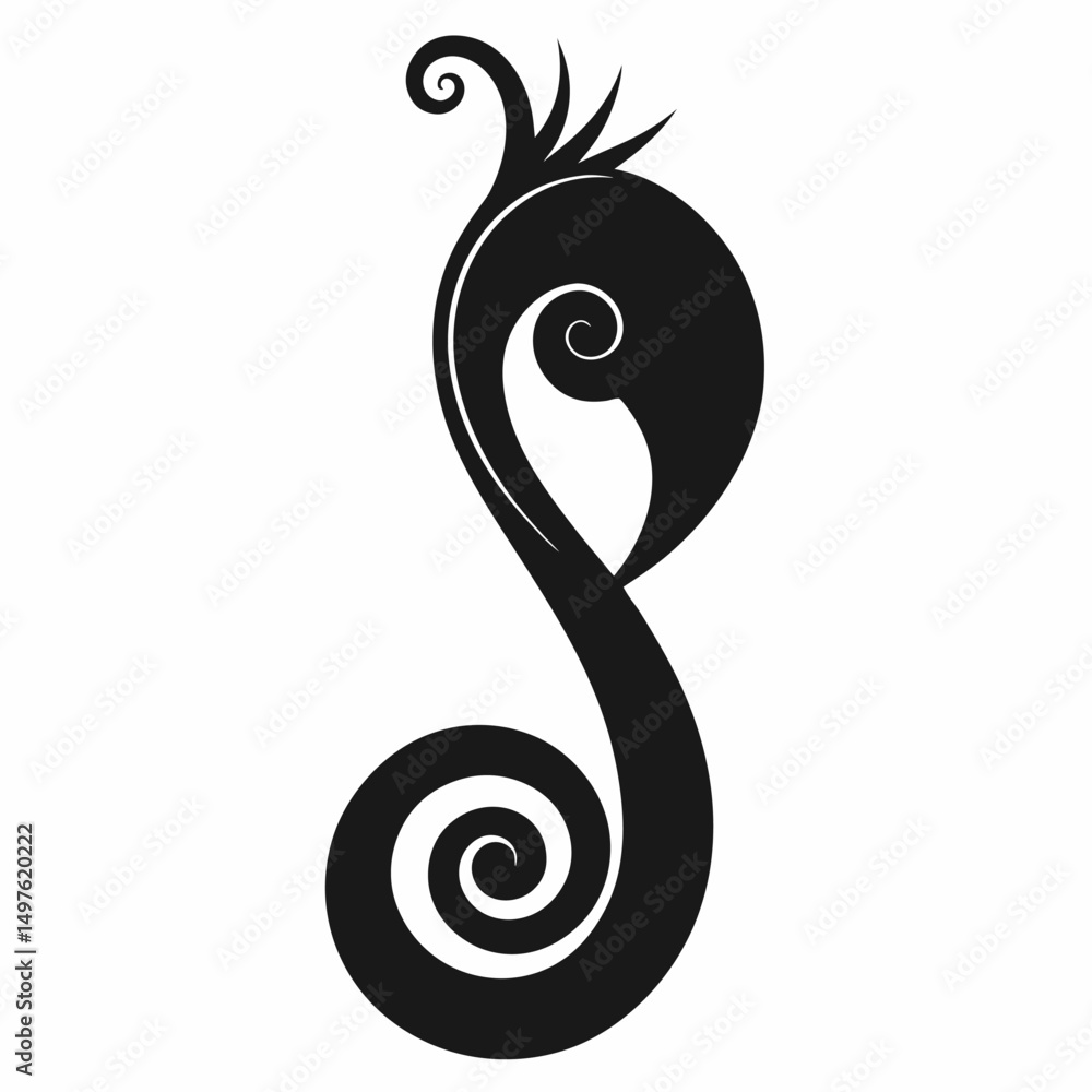 Fototapeta premium Fiddlehead silhouette icon on white background