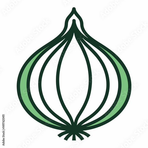 Flat Italian Onion outline  icon on white background