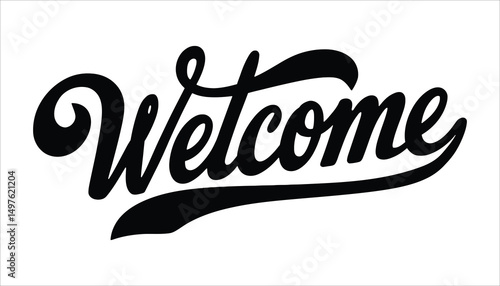 Welcome Text in Stylish Calligraphy Script Vector