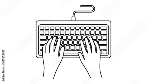 Typing Hands on Computer Keyboard Vector Icon