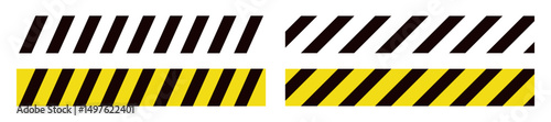 Yellow danger line strip with caution pattern. Construction barrier and safety sign. Flat vector illustration isolated on white background.