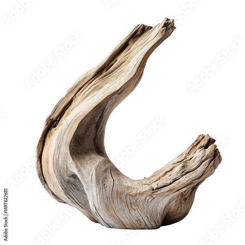Unique, organic driftwood sculpture.  isolated on transparent background