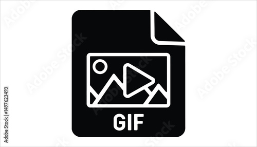 GIF Icon: An emblematic representation of a Graphic Interchange Format (GIF) file, symbolizing animation, motion, and digital media content.