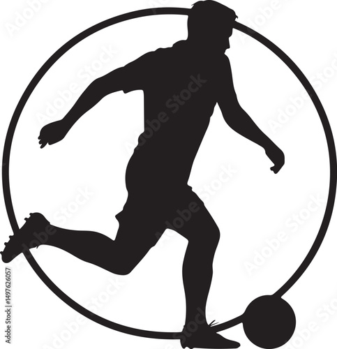 silhouette of man playing football in many gestures