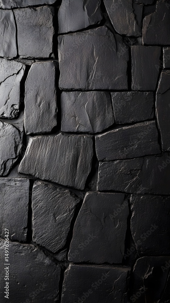 Fototapeta premium Dark Grey Stone Wall Texture Background Irregular Pattern