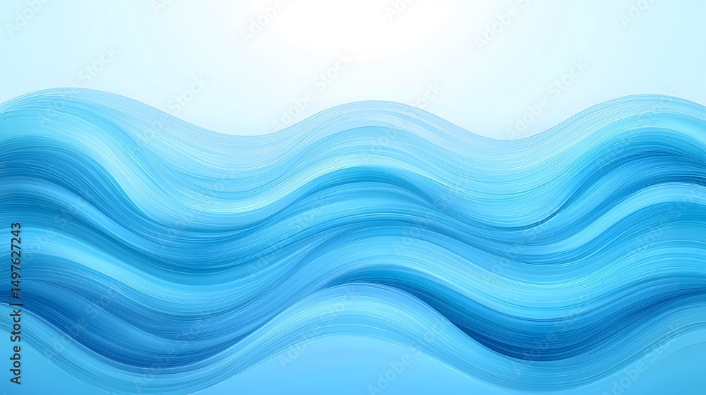 Fototapeta premium Abstract Blue Water Waves Seamless Pattern Background