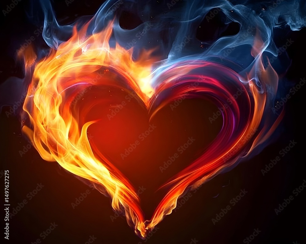 Fototapeta premium Fiery Heart Burning Passion Abstract Art