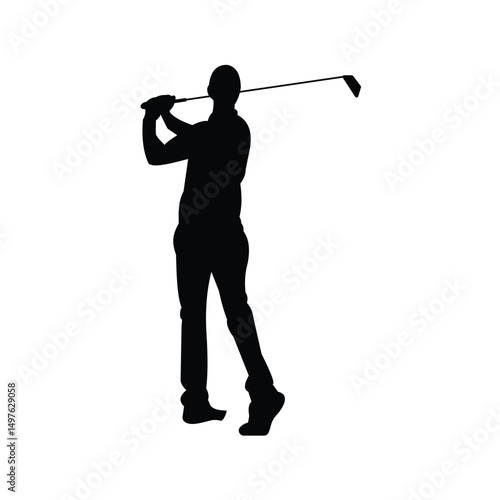 Man Playing Golf Silhouette Vector