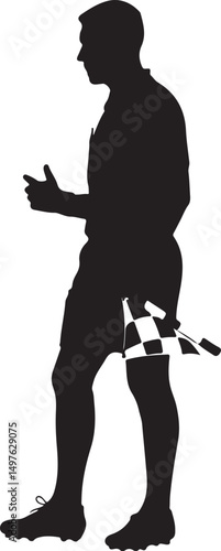 Silhouette of Soccer Referee Blowing Whistle – Vector Illustration
