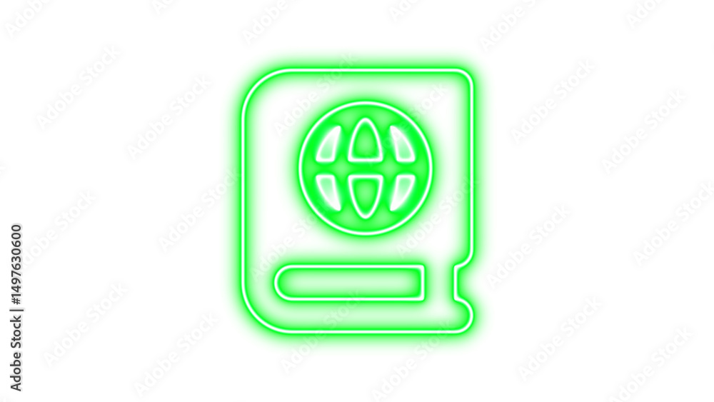 Neon Global Knowledge Icon, Neon book atlas icon glow with transparent background Neon Global Knowledge Icon, Neon book atlas icon glow with transparent background