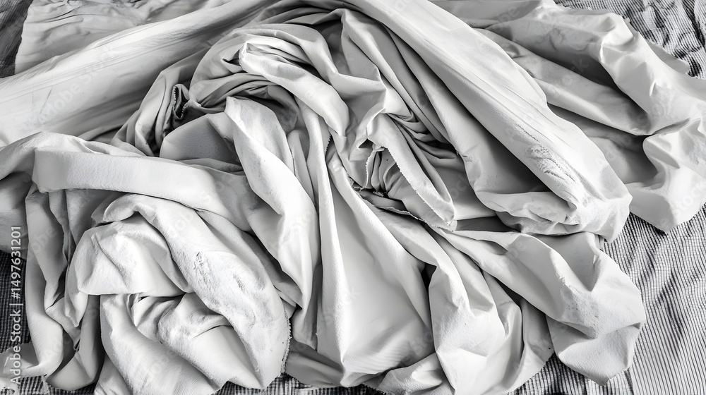 Obraz premium Abstract Draped Fabric Texture White Cotton Cloth Background