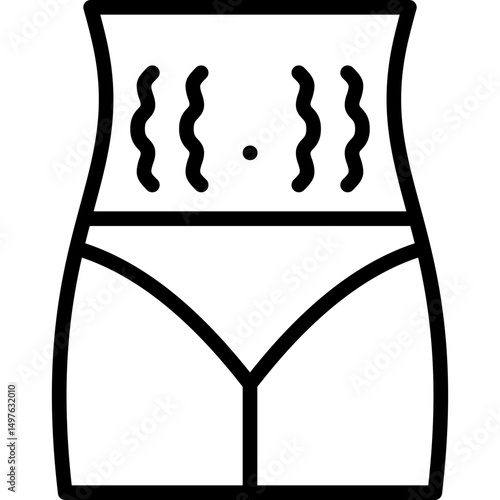 abdominal pain icon illustration design with outline