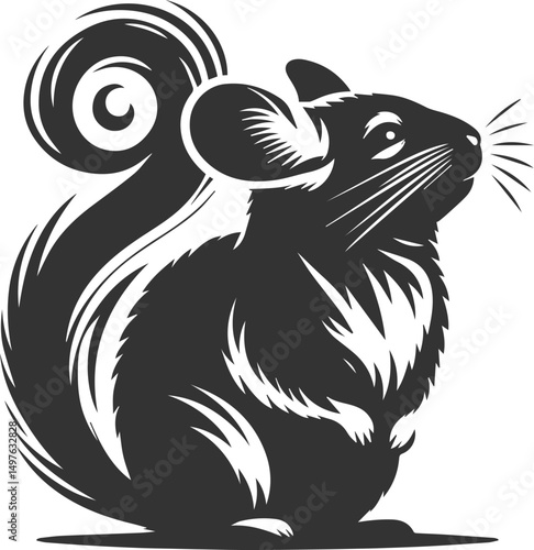 Silhouette of a chinchilla vector animal drawing