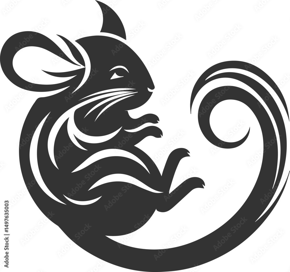 Obraz premium Silhouette of a chinchilla vector animal drawing