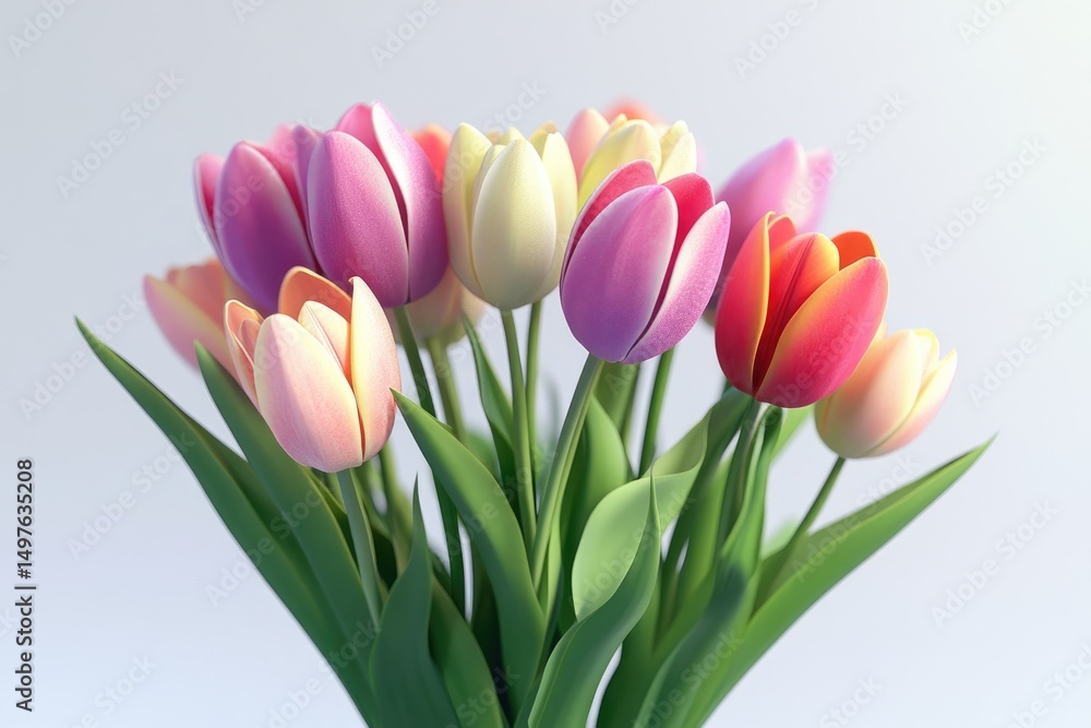 Naklejka premium Vibrant bouquet of multicolored tulips (1)