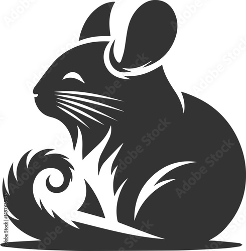 Silhouette of a chinchilla vector animal drawing