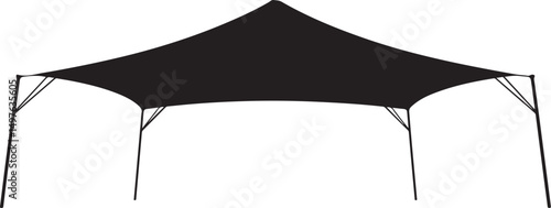 Black Octagonal Shade Sail Tent Structure Silhouette