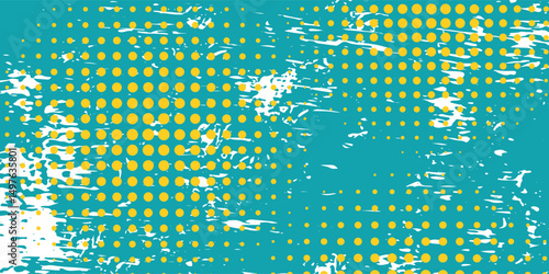 Green halftone gradient pattern dots texture with tech digital background. Pop art comic dots, modern, vector.