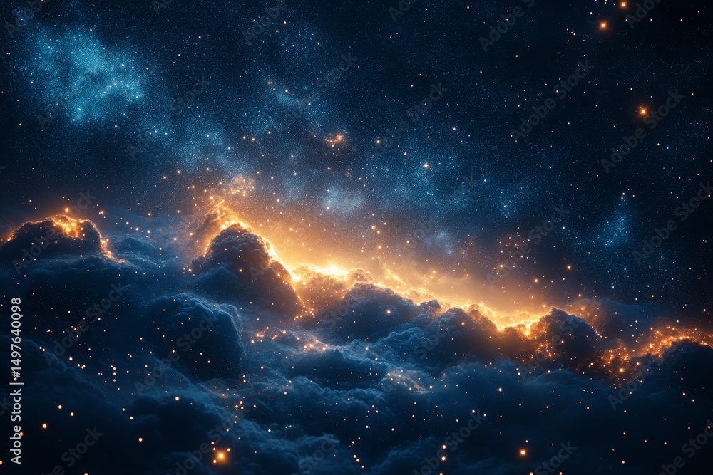 Obraz premium Celestial Nebula Cosmic Clouds Glow