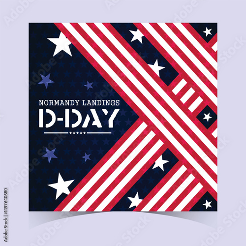 D Day Tribute with Stars Background