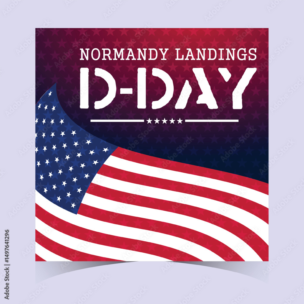 Obraz premium American Flag Inspired D Day Design Poster Banner