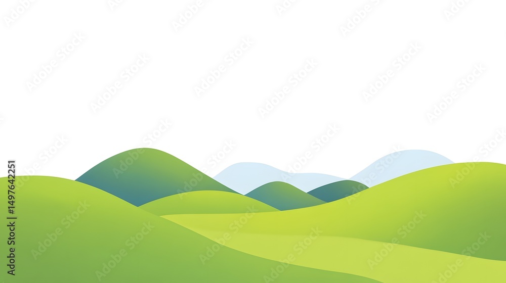 Digital illustration of a landscape featuring rolling hills and valleys, depicted in shades of green and light blue. Digital illustration of a landscape featuring rolling hills and valleys, depicted in shades of green and light blue.