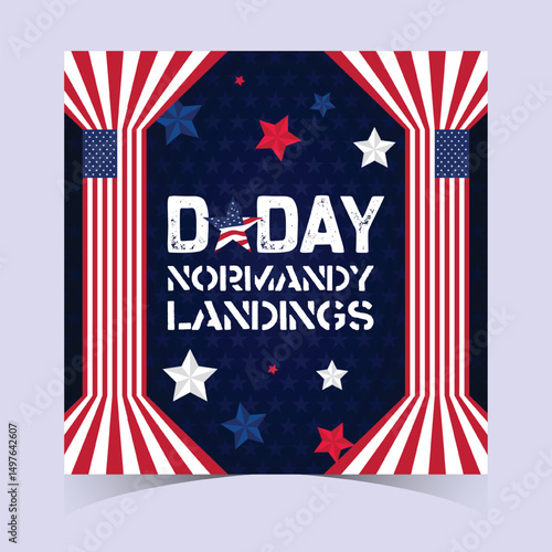 Octagon Frame Patriotic D Day Poster Banner
