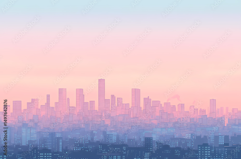 Fototapeta premium Pastel Cityscape at Dawn