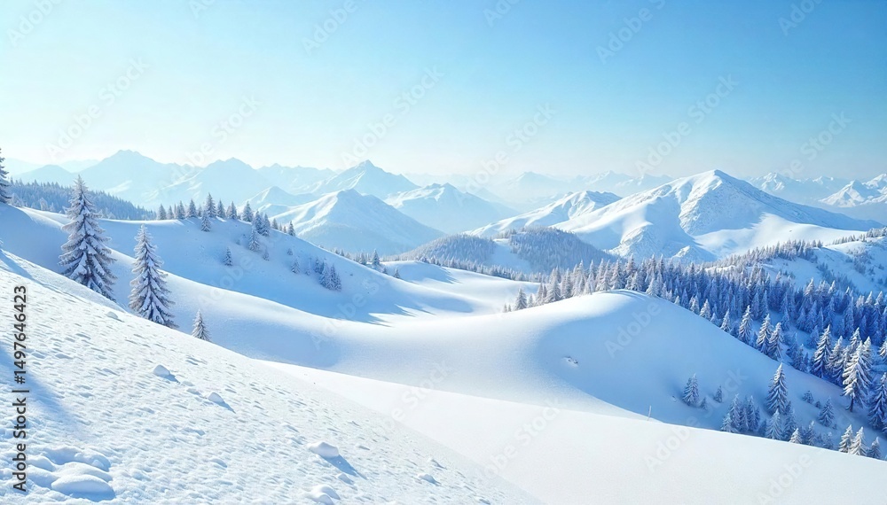 Rolling hills blanketed in pristine white snow, a serene winter landscape under a clear sky Perfect for winter, nature, and travel themes , untouched, frozen, clean Rolling hills blanketed in pristine white snow, a serene winter landscape under a clear sky Perfect for winter, nature, and travel themes , untouched, frozen, clean