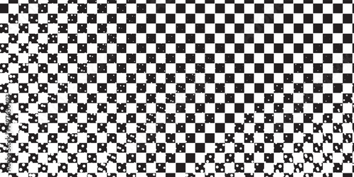 Black and white chess pattern. Checkerboard seamless vector illustration. Abstract checkered checkerboard for game. Grid geometric rectangle shape. Race flag. Retro mosaic floor.