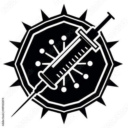 Flat minimalist vaccination logo design