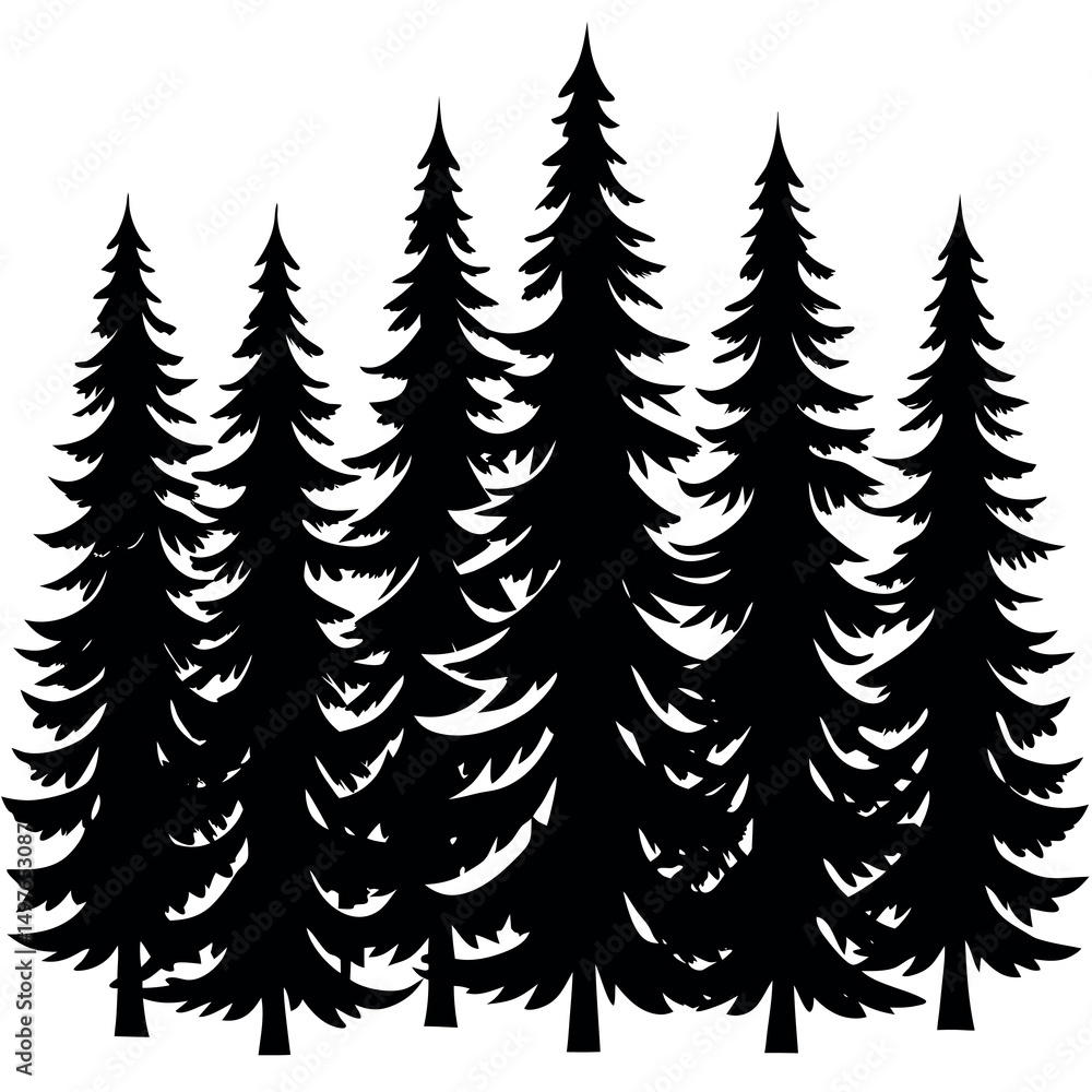 Obraz premium Silhouette design of a pine tree forest