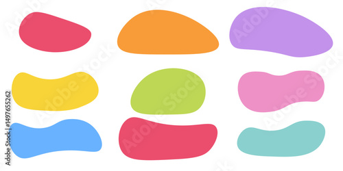 Hand drawn organic rectangle frames. Abstract doodle liquid shapes. Organic free flat blobs. Irregular fluid bubbles. Empty text box.