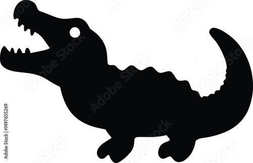 Crocodile Silhouette: A stylized silhouette of a crocodile, its sharp teeth and textured body showcased in stark contrast, evokes both the wildness and sleekness of this reptile.