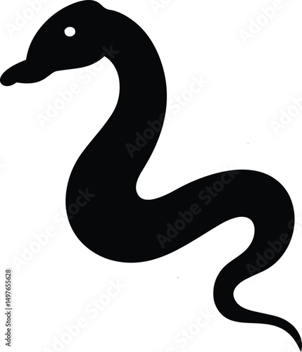 Serpentine Silhouette: A sleek, black silhouette of a snake elegantly curves against a neutral backdrop, its form suggesting a sense of mystery. 